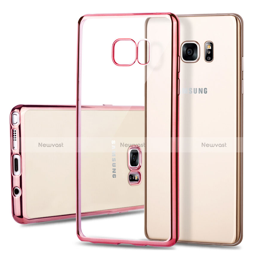 Silicone Transparent Matte Finish Frame Case for Samsung Galaxy Note 7 Pink