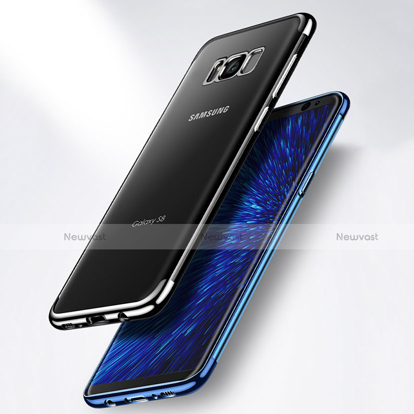 Silicone Transparent Matte Finish Frame Case for Samsung Galaxy S8 Blue