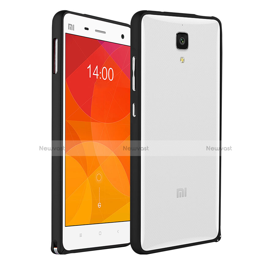 Silicone Transparent Matte Finish Frame Case for Xiaomi Mi 4 Black