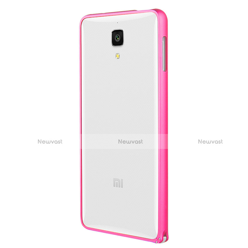 Silicone Transparent Matte Finish Frame Case for Xiaomi Mi 4 LTE Pink