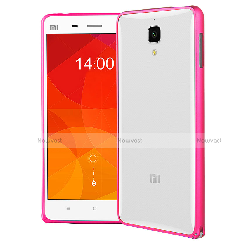 Silicone Transparent Matte Finish Frame Case for Xiaomi Mi 4 Pink