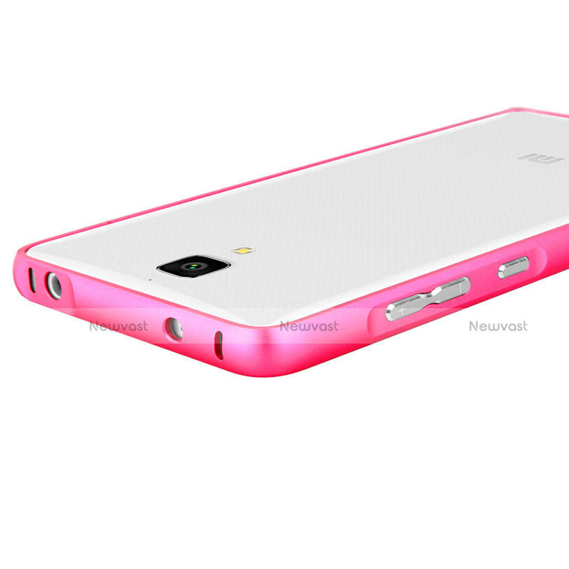 Silicone Transparent Matte Finish Frame Case for Xiaomi Mi 4 Pink