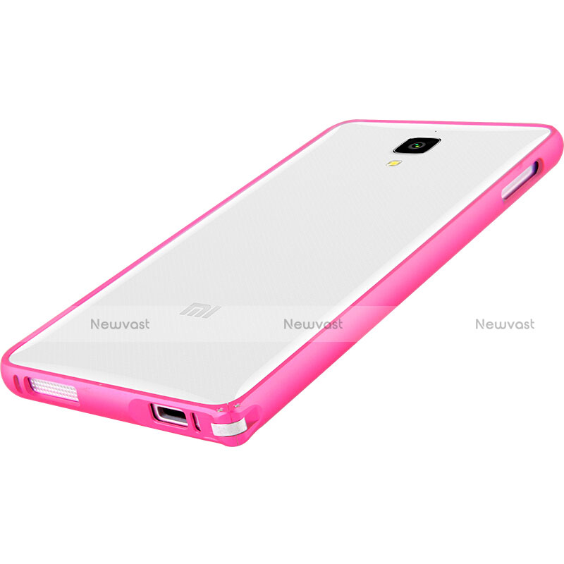 Silicone Transparent Matte Finish Frame Case for Xiaomi Mi 4 Pink