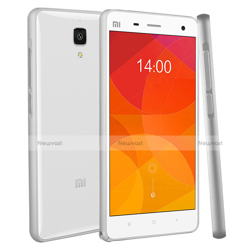 Silicone Transparent Matte Finish Frame Case for Xiaomi Mi 4 Silver