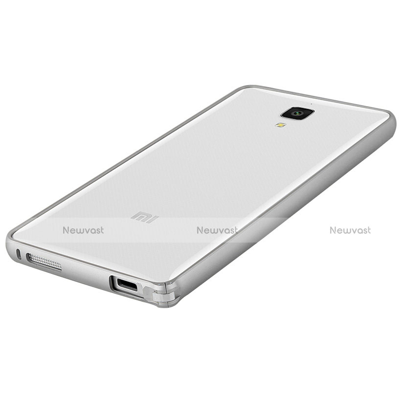 Silicone Transparent Matte Finish Frame Case for Xiaomi Mi 4 Silver