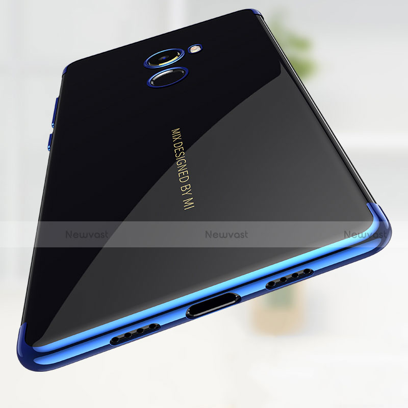 Silicone Transparent Matte Finish Frame Case for Xiaomi Mi Mix 2 Blue