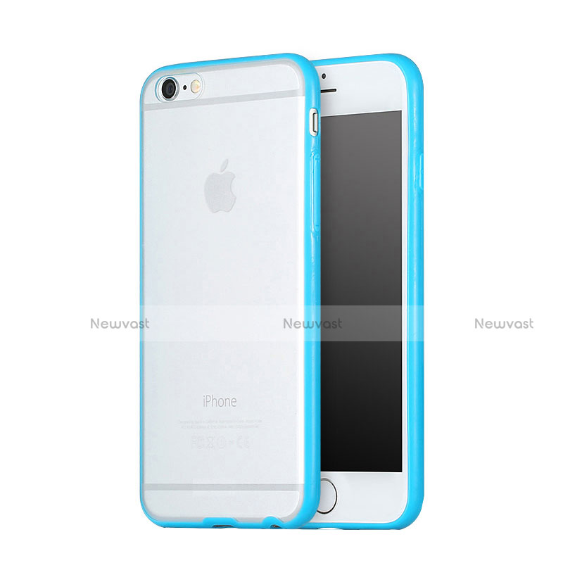 Silicone Transparent Matte Finish Frame Cover for Apple iPhone 6 Blue