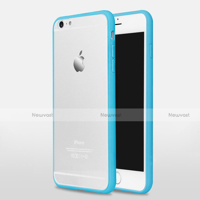 Silicone Transparent Matte Finish Frame Cover for Apple iPhone 6 Plus Blue