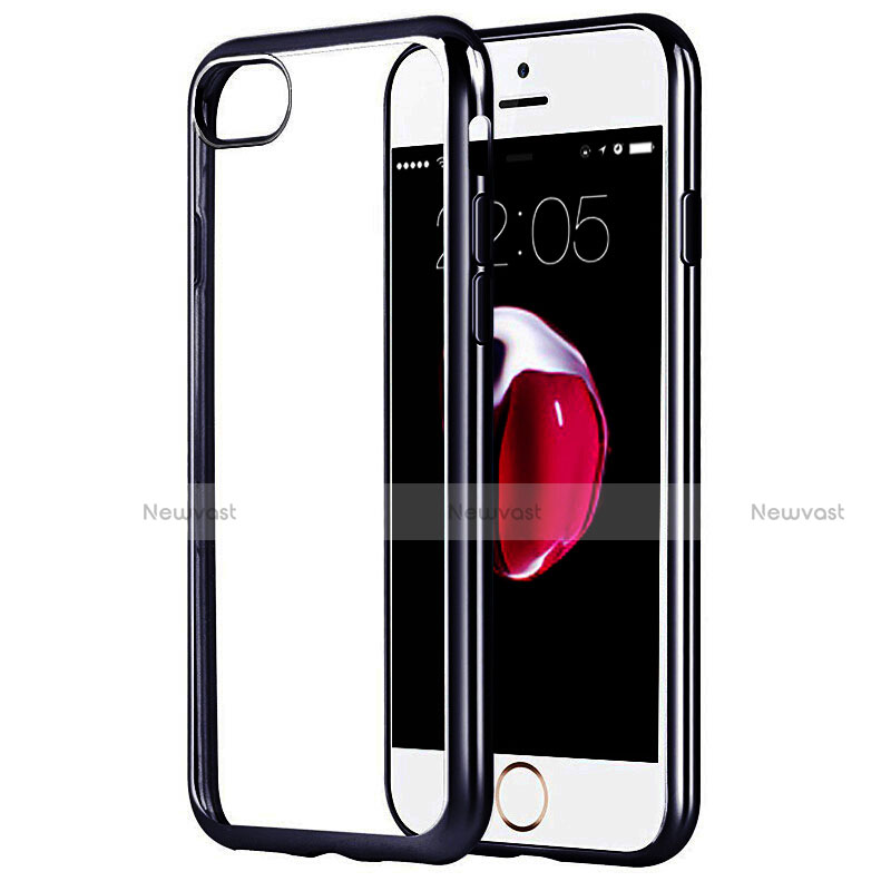 Silicone Transparent Matte Finish Frame Cover for Apple iPhone SE3 2022 Black