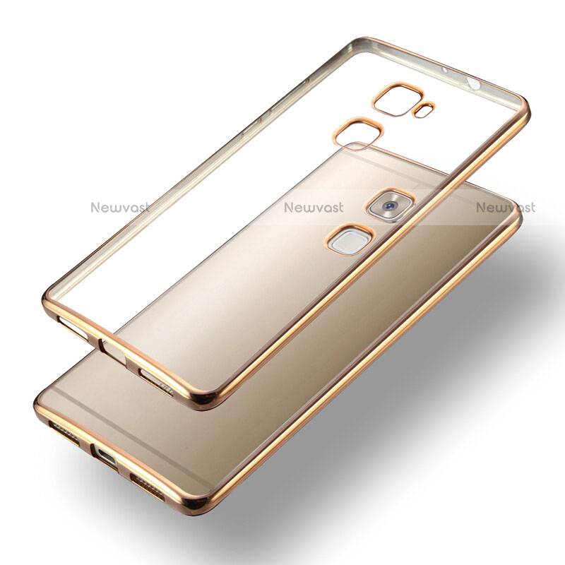 Silicone Transparent Matte Finish Frame Cover for Huawei Mate S Gold