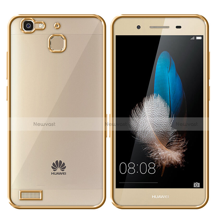 Silicone Transparent Matte Finish Frame Cover for Huawei P8 Lite Smart Gold