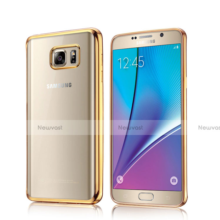 Silicone Transparent Matte Finish Frame Cover for Samsung Galaxy Note 5 N9200 N920 N920F Gold