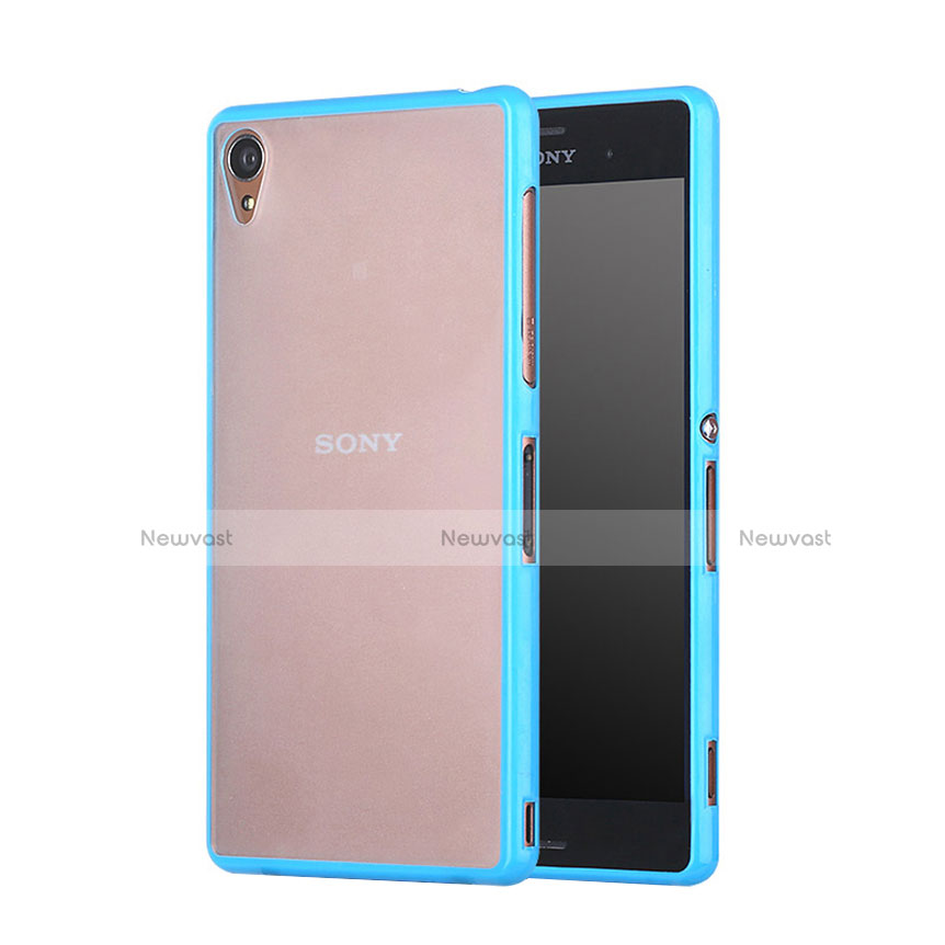 Silicone Transparent Matte Finish Frame Cover for Sony Xperia Z3 Sky Blue