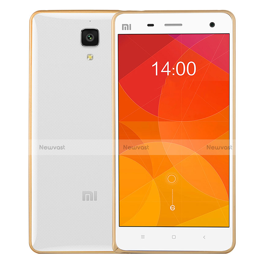 Silicone Transparent Matte Finish Frame Cover for Xiaomi Mi 4 LTE Gold