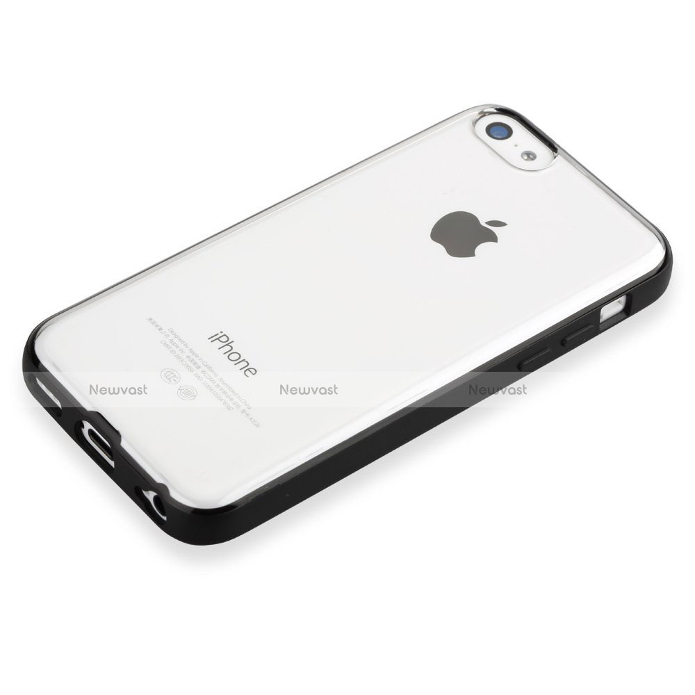 Silicone Transparent Matte Finish Gel Frame Case T01 for Apple iPhone 5C Black