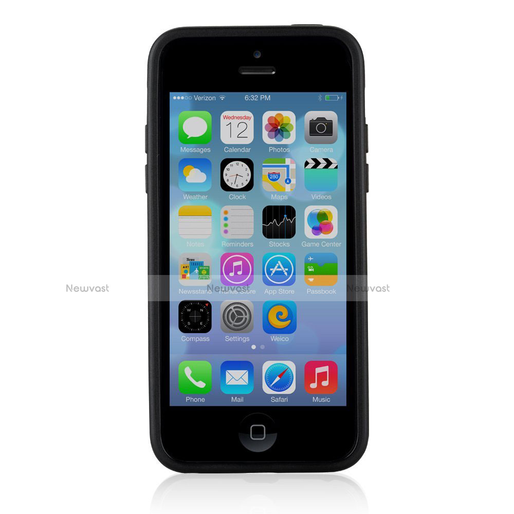 Silicone Transparent Matte Finish Gel Frame Case T01 for Apple iPhone 5C Black