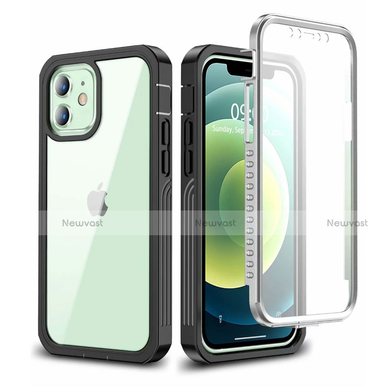 Silicone Transparent Mirror Frame Case 360 Degrees for Apple iPhone 12 Black