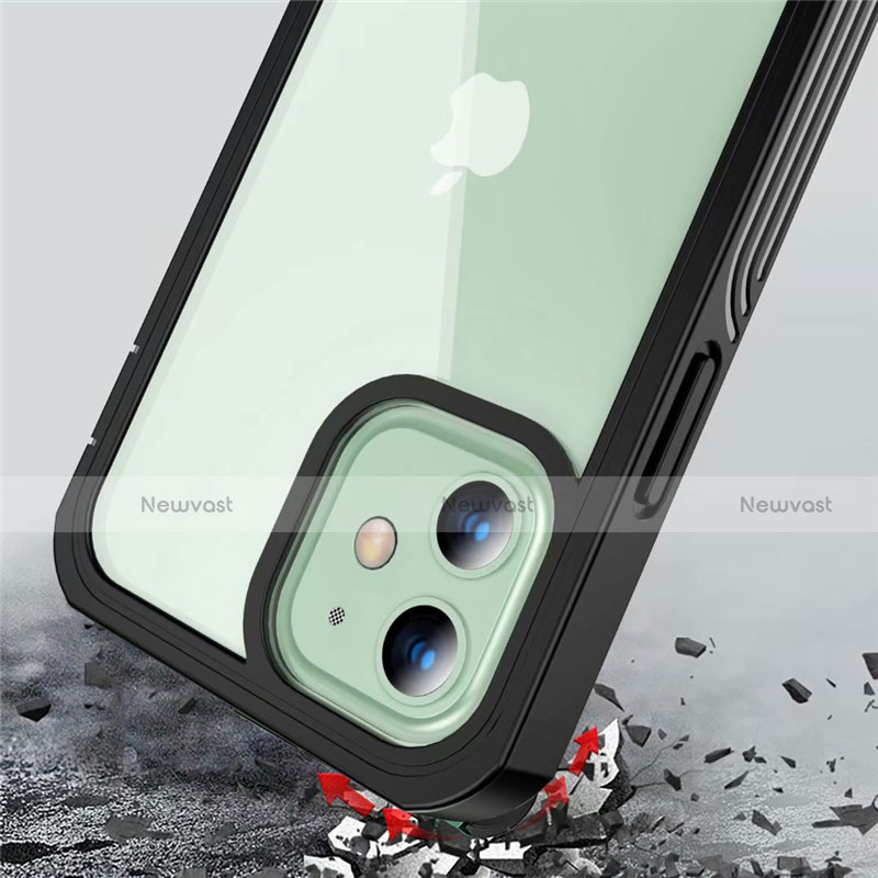 Silicone Transparent Mirror Frame Case 360 Degrees for Apple iPhone 12 Black