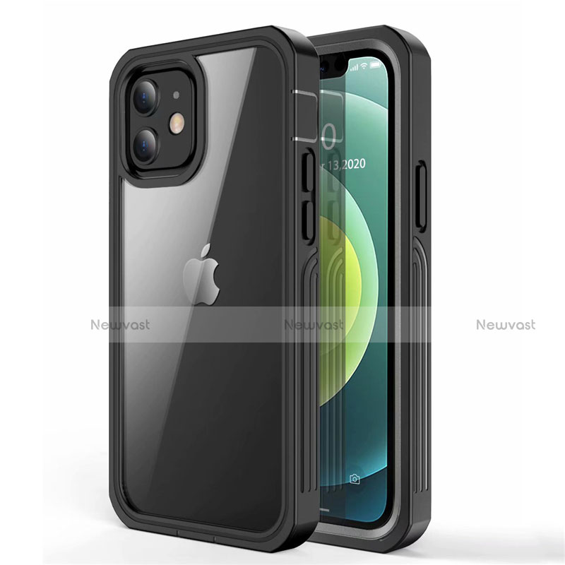 Silicone Transparent Mirror Frame Case 360 Degrees for Apple iPhone 12 Black