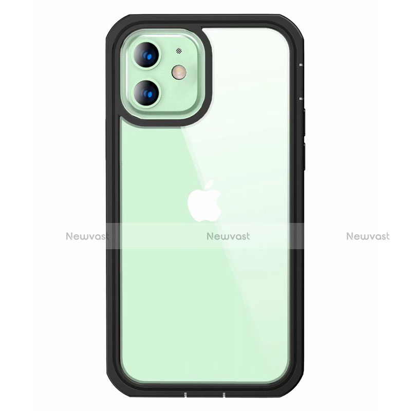 Silicone Transparent Mirror Frame Case 360 Degrees for Apple iPhone 12 Black