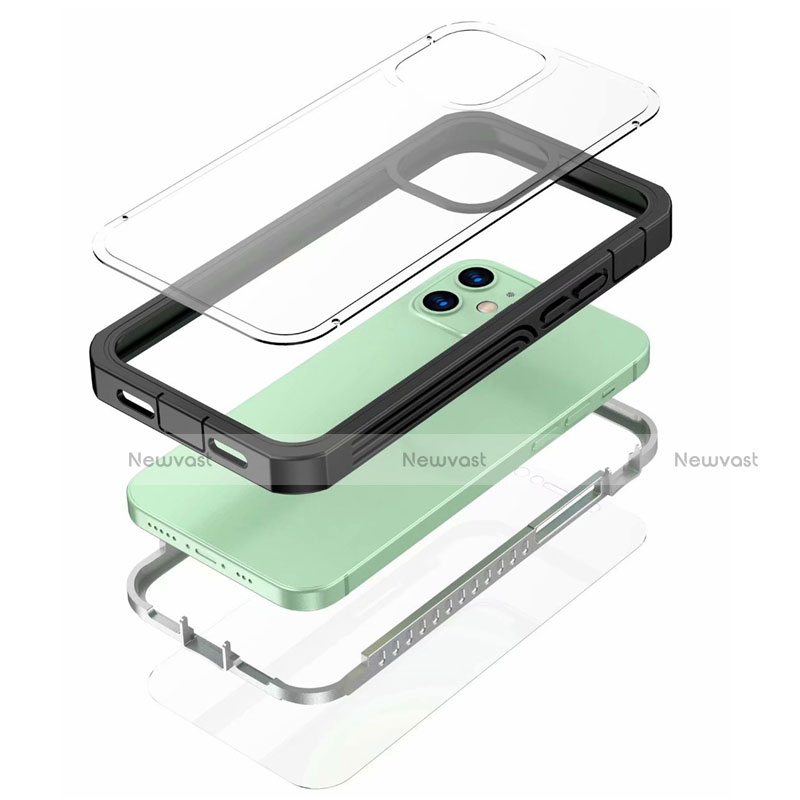 Silicone Transparent Mirror Frame Case 360 Degrees for Apple iPhone 12 Black