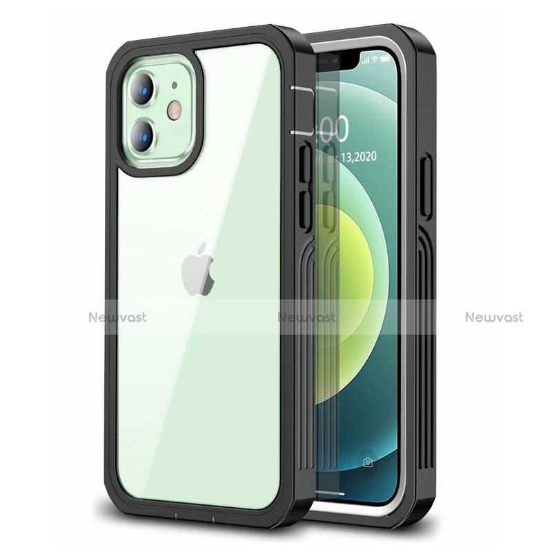 Silicone Transparent Mirror Frame Case 360 Degrees for Apple iPhone 12 Mini Black