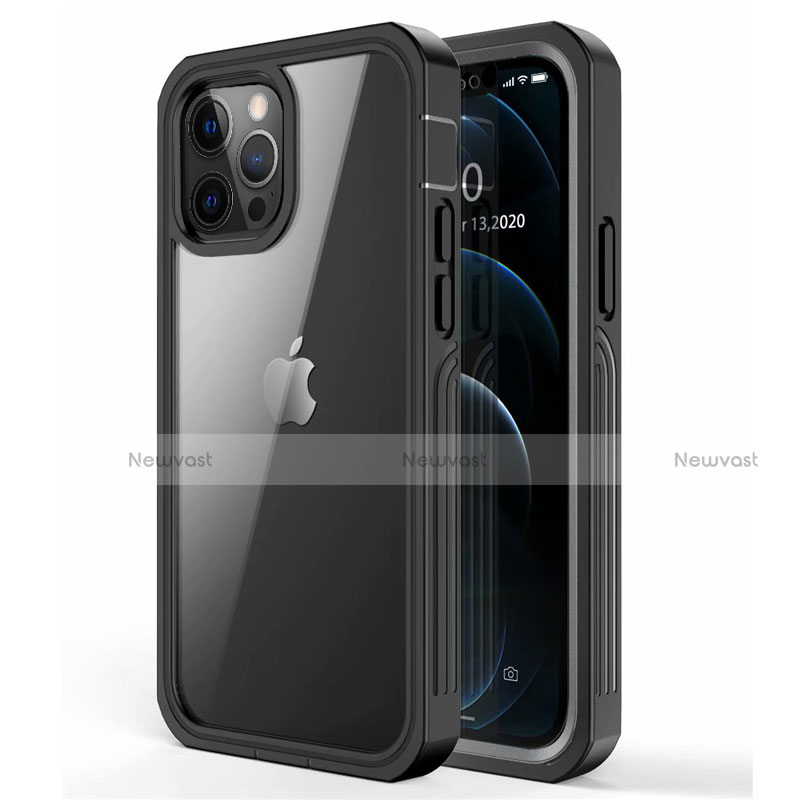 Silicone Transparent Mirror Frame Case 360 Degrees for Apple iPhone 12 Pro Black