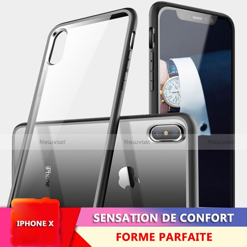 Silicone Transparent Mirror Frame Case 360 Degrees for Apple iPhone X Black