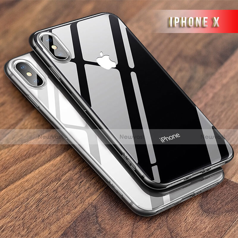 Silicone Transparent Mirror Frame Case 360 Degrees for Apple iPhone X Clear