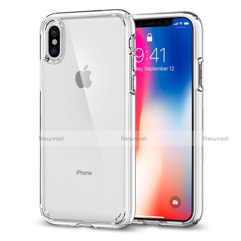 Silicone Transparent Mirror Frame Case 360 Degrees for Apple iPhone Xs Clear