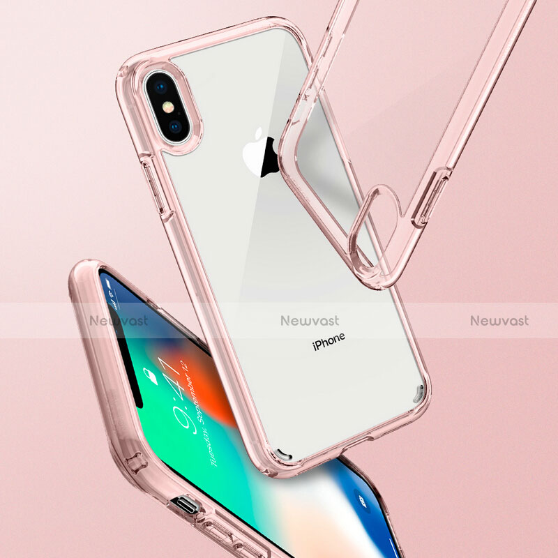 Silicone Transparent Mirror Frame Case 360 Degrees for Apple iPhone Xs Pink