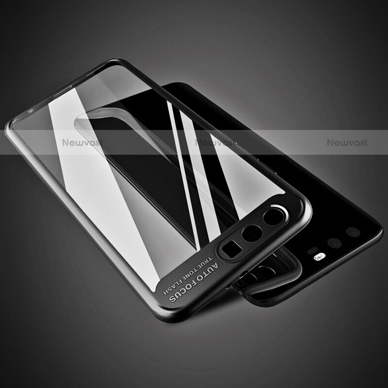 Silicone Transparent Mirror Frame Case 360 Degrees for Huawei Honor 9 Black