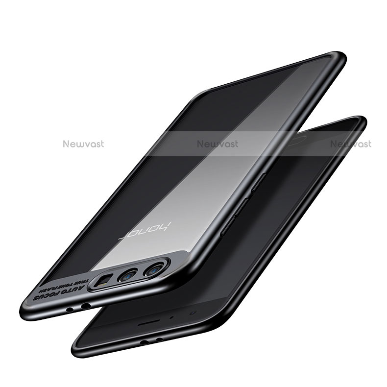 Silicone Transparent Mirror Frame Case 360 Degrees for Huawei Honor 9 Black