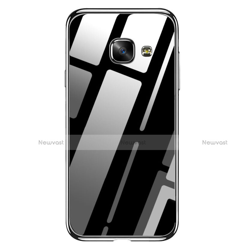 Silicone Transparent Mirror Frame Case 360 Degrees for Samsung Galaxy A9 (2016) A9000 Black