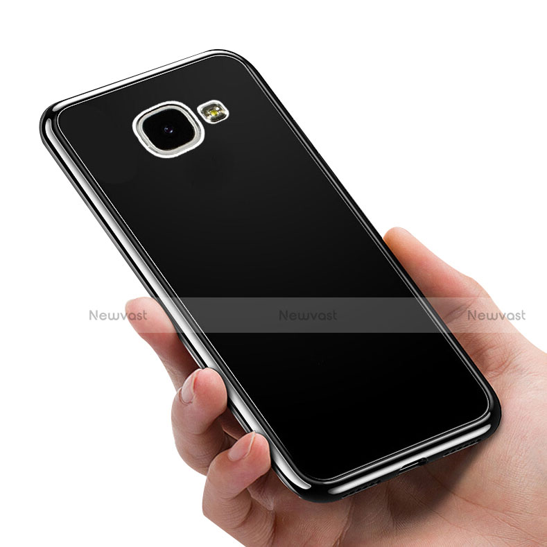 Silicone Transparent Mirror Frame Case 360 Degrees for Samsung Galaxy A9 (2016) A9000 Black