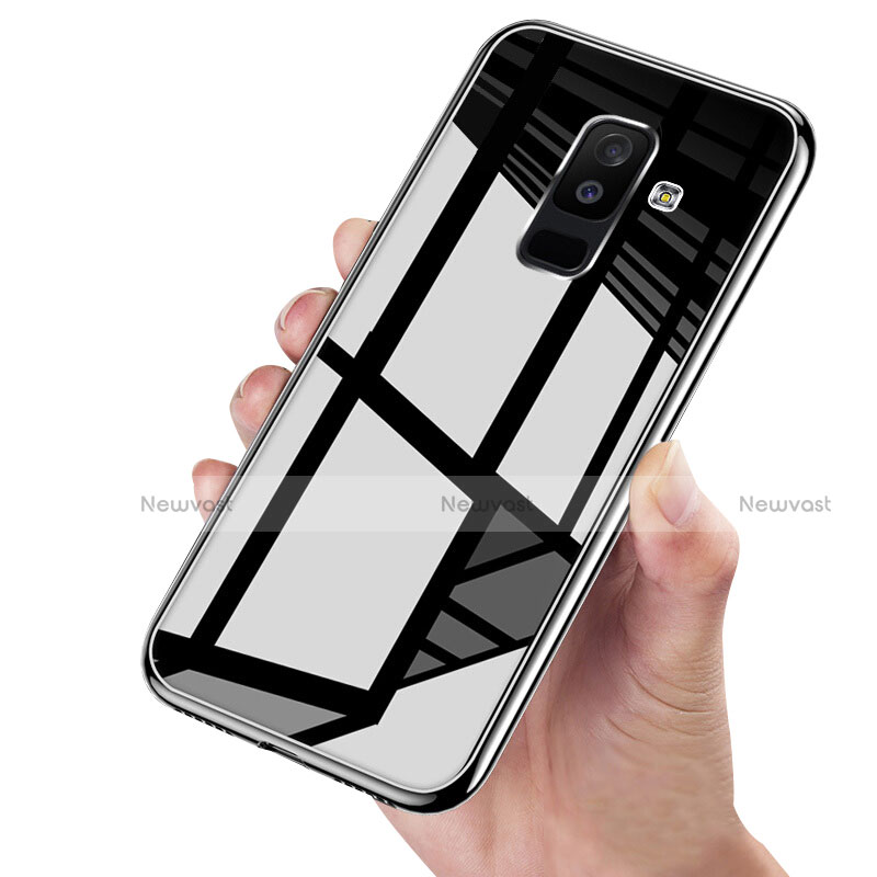 Silicone Transparent Mirror Frame Case 360 Degrees for Samsung Galaxy A9 Star Lite Black