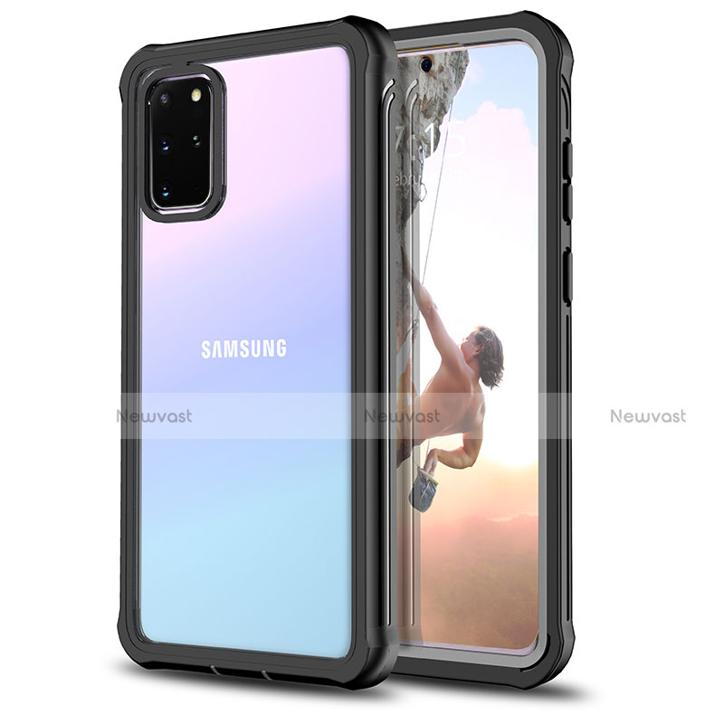 Silicone Transparent Mirror Frame Case 360 Degrees for Samsung Galaxy S20 Plus 5G Black