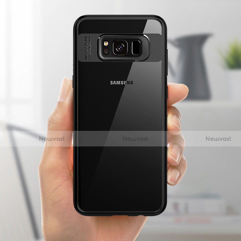 Silicone Transparent Mirror Frame Case 360 Degrees R04 for Samsung Galaxy S8 Plus Black