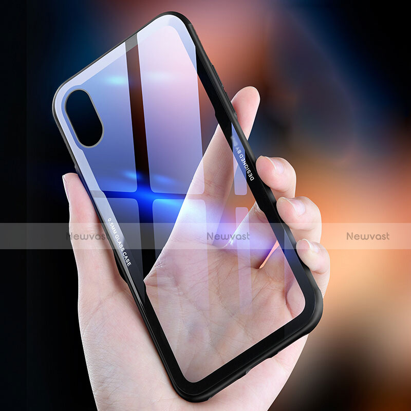 Silicone Transparent Mirror Frame Case 360 Degrees T03 for Apple iPhone Xs Black