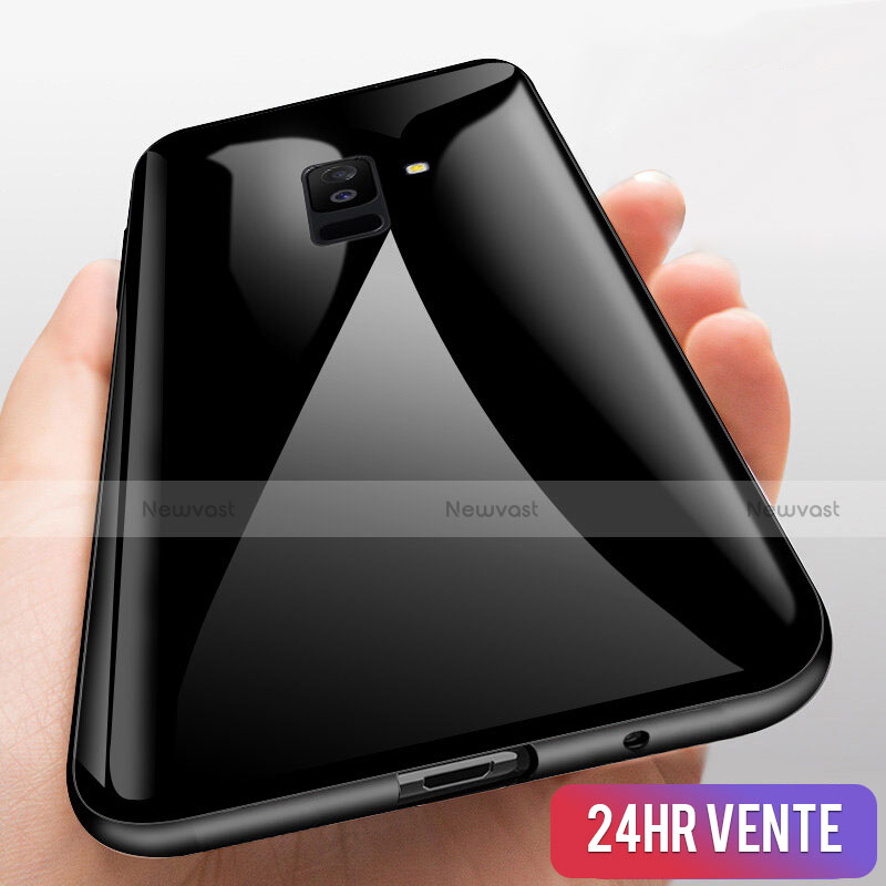 Silicone Transparent Mirror Frame Case 360 Degrees T03 for Samsung Galaxy A6 Plus (2018) Black