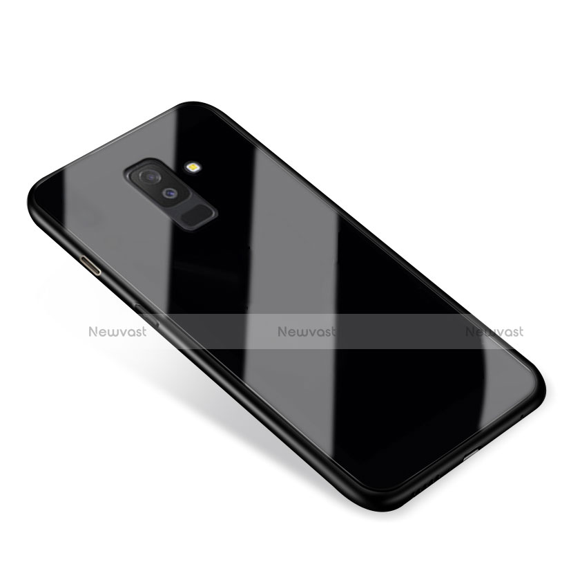 Silicone Transparent Mirror Frame Case 360 Degrees T03 for Samsung Galaxy A6 Plus (2018) Black