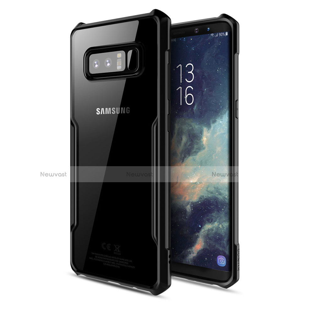 Silicone Transparent Mirror Frame Case 360 Degrees T03 for Samsung Galaxy Note 8 Duos N950F Black