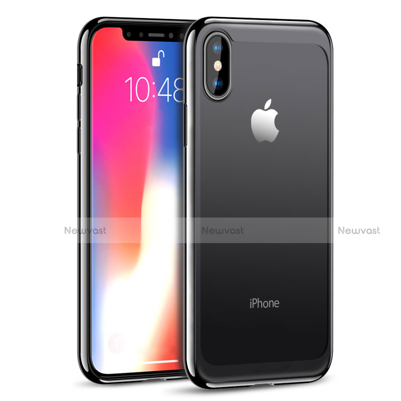 Silicone Transparent Mirror Frame Case 360 Degrees T05 for Apple iPhone X Black