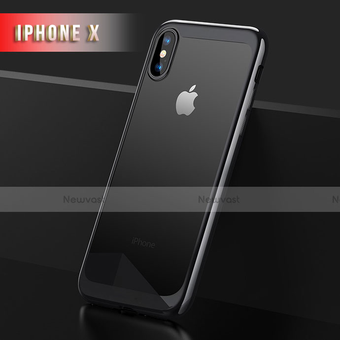 Silicone Transparent Mirror Frame Case 360 Degrees T05 for Apple iPhone X Black