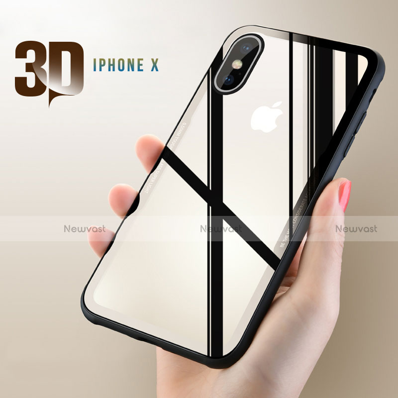 Silicone Transparent Mirror Frame Case 360 Degrees T06 for Apple iPhone X Black