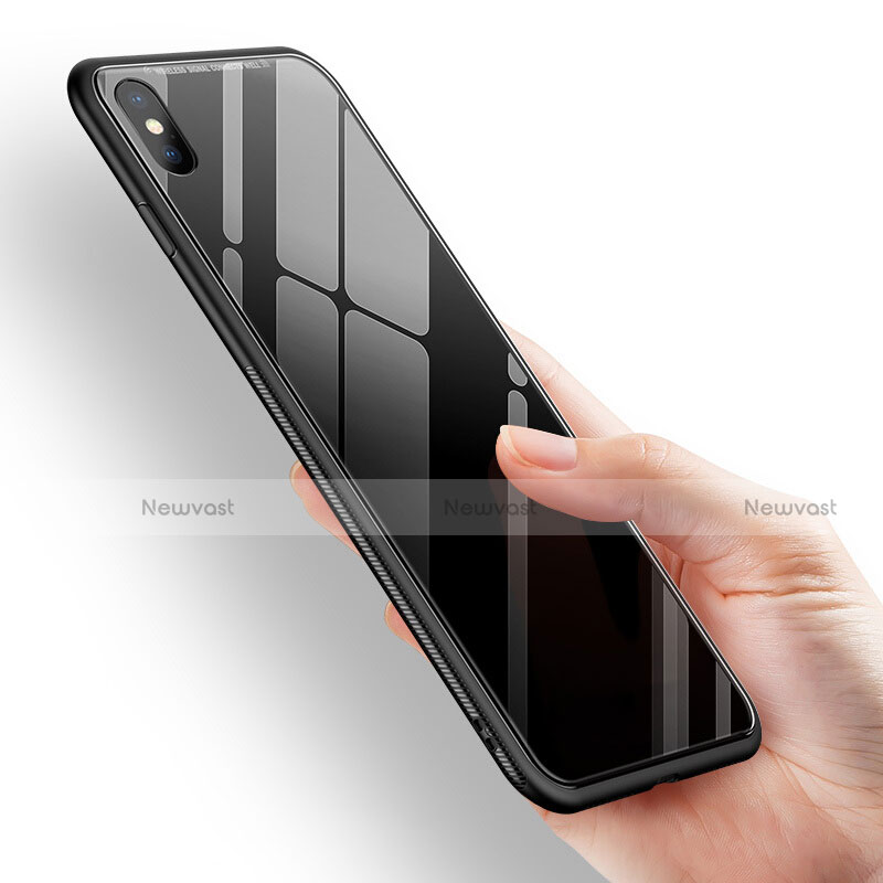 Silicone Transparent Mirror Frame Case 360 Degrees T07 for Apple iPhone Xs Black