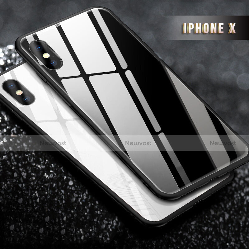 Silicone Transparent Mirror Frame Case 360 Degrees T07 for Apple iPhone Xs Black