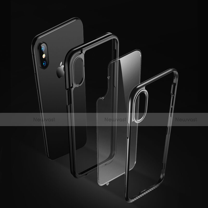 Silicone Transparent Mirror Frame Case 360 Degrees T08 for Apple iPhone Xs Max Black