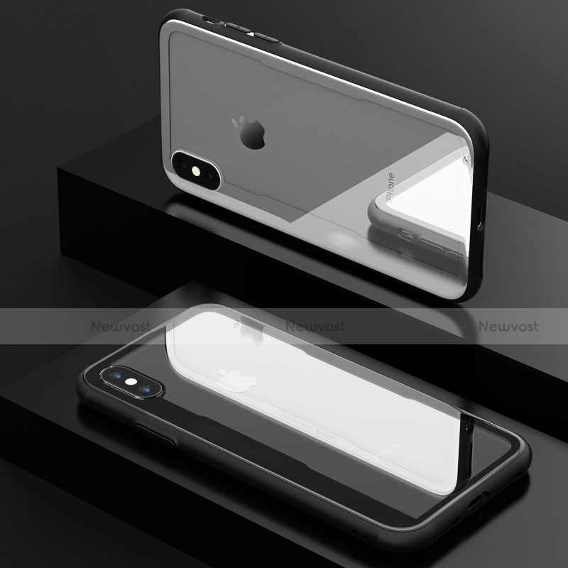 Silicone Transparent Mirror Frame Case 360 Degrees T09 for Apple iPhone Xs Black