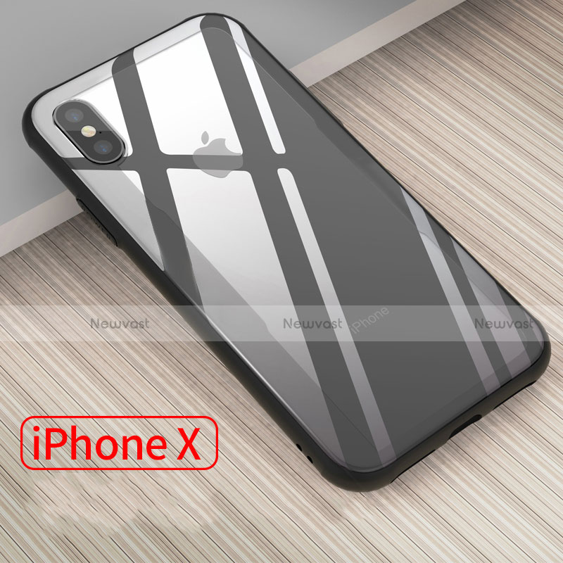 Silicone Transparent Mirror Frame Case 360 Degrees T09 for Apple iPhone Xs Black